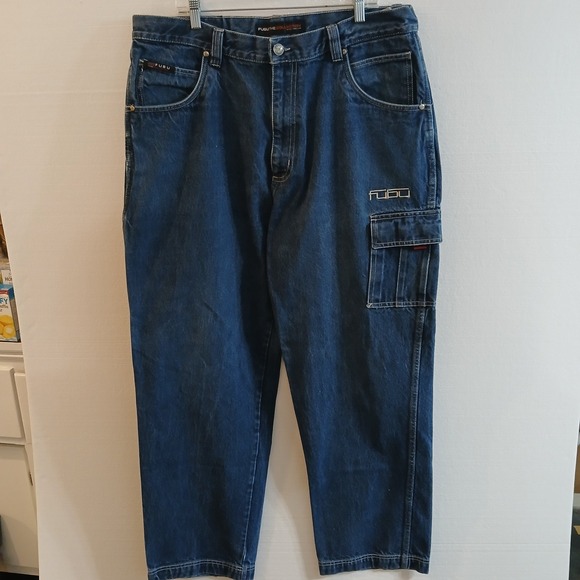 FubuThe Collection Men's Jeans40x34Cargo Pocket HammerLoop HipHop Baggy Wide Leg - Picture 8 of 16